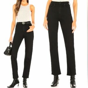 MOTHER Black High-Rise Straight Leg Jeans